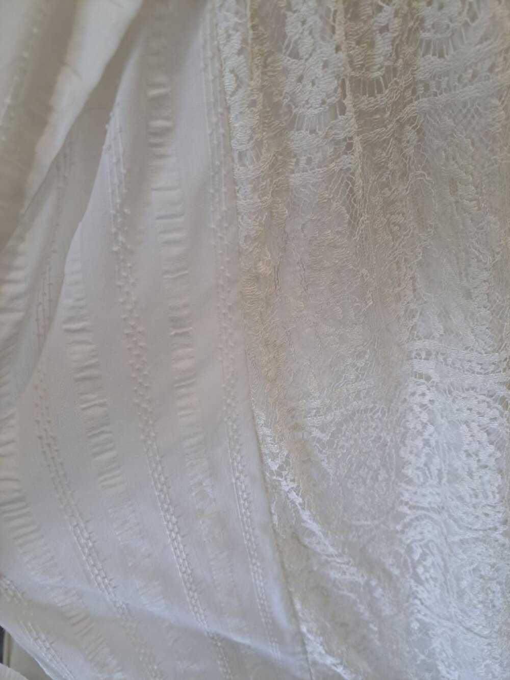 Vintage 1970's Ivory Lace Dress Bell Lace Sleeves Floral Size Small Cottage RARE - Picture 6 of 16